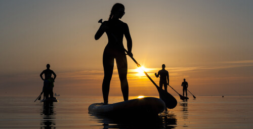 Морской поход SUP-серфингистов на закате  #1