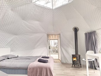 Majutuspakett kuppeltelgis, saun ja joogid, Bubble House Sauel #7