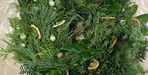 Jõulupärja, samblapildi, lillekarbi valmistamine, floristika, töötoad seltkonnale #8