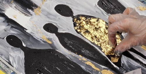 Abstraktse gold foil akrüülmaali töötuba kahele #1