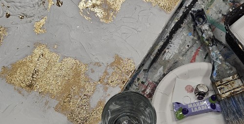 Abstraktse gold foil akrüülmaali töötuba kahele #6